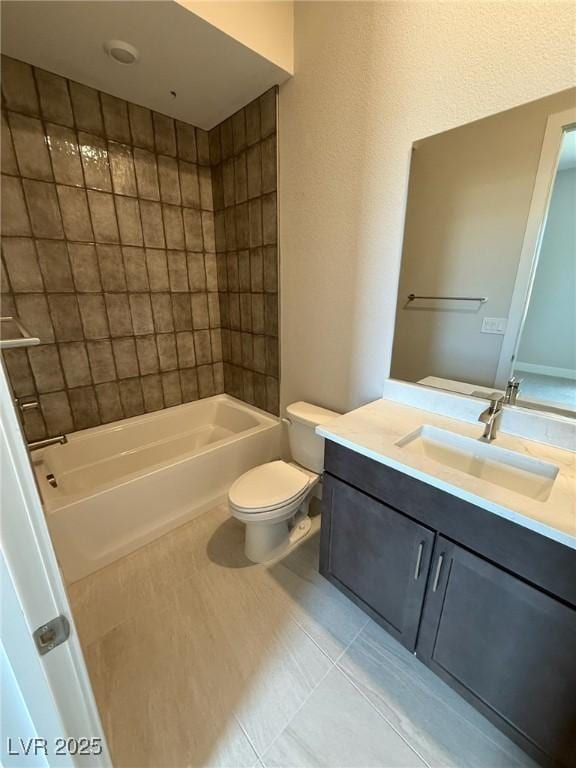 4630 Blushing Dawn Ave, Las Vegas, NV 89118 - bathroom featuring toilet, tile patterned floors, vanity, and tub / shower combination