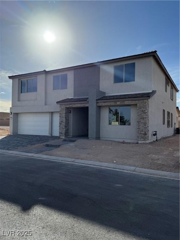 view of front of house with a garage