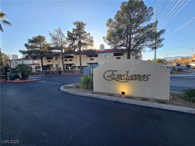 view of community sign