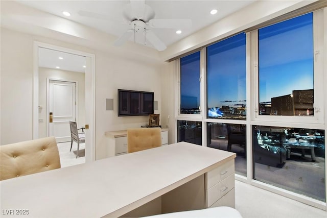 home office featuring ceiling fan