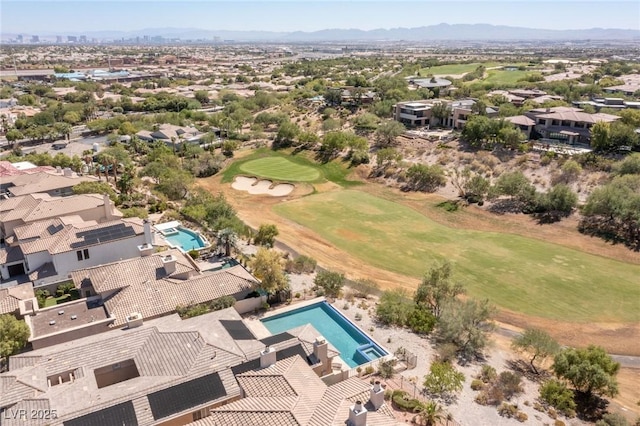 drone / aerial view with a mountain view