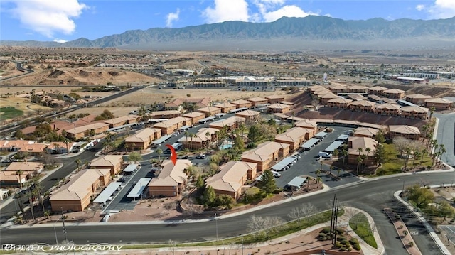 drone / aerial view with a mountain view