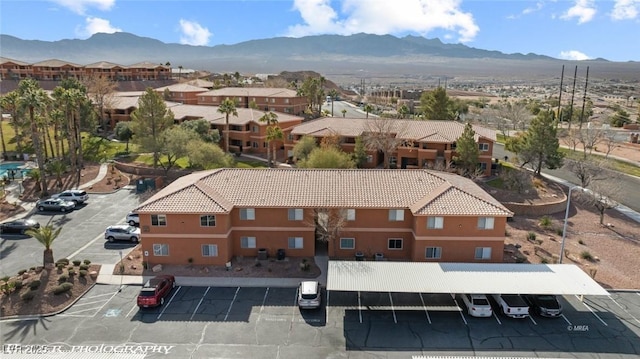 aerial view featuring a mountain view