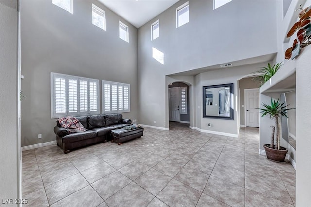 view of tiled living room