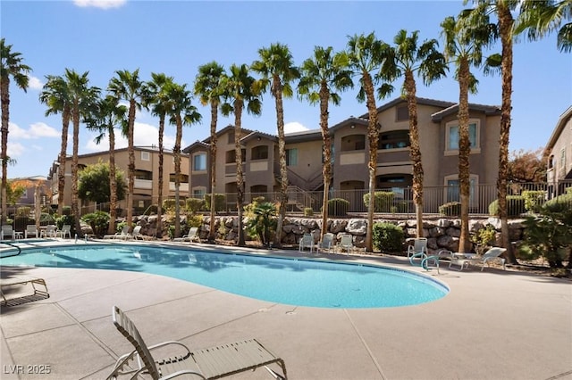 view of pool featuring a patio