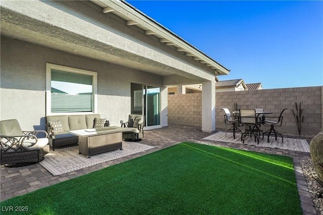 exterior space featuring outdoor lounge area