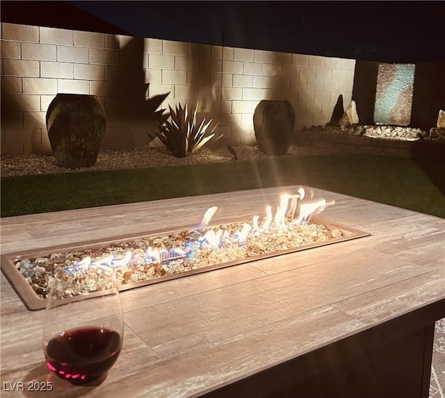 details featuring a fire pit