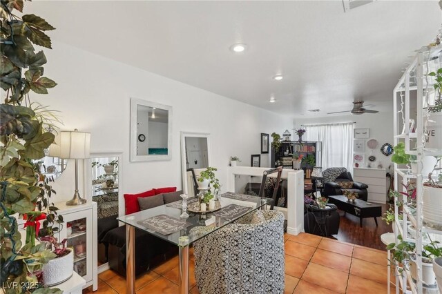 6527 Netherseal Ave, Las Vegas, NV 89139 - tiled dining area featuring ceiling fan