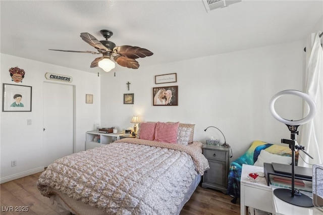 6527 Netherseal Ave, Las Vegas, NV 89139 - bedroom with ceiling fan and dark hardwood / wood-style floors
