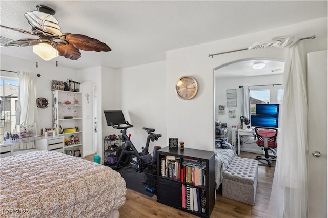 6527 Netherseal Ave, Las Vegas, NV 89139 - bedroom with ceiling fan and hardwood / wood-style floors
