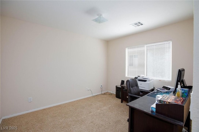 office featuring light colored carpet