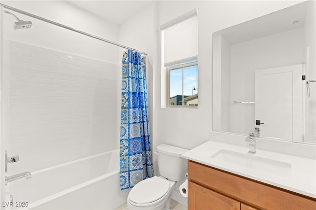 full bathroom featuring vanity, toilet, and shower / bath combo