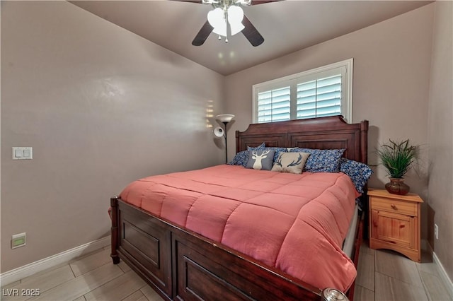 bedroom featuring ceiling fan