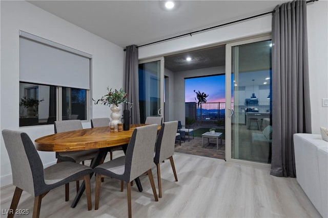 dining space featuring light hardwood / wood-style flooring