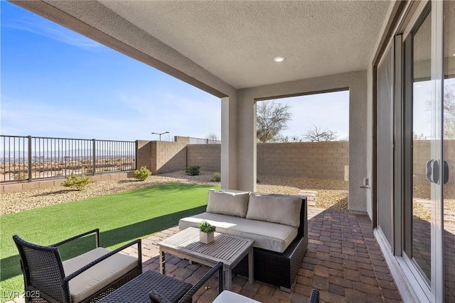 view of patio featuring an outdoor hangout area