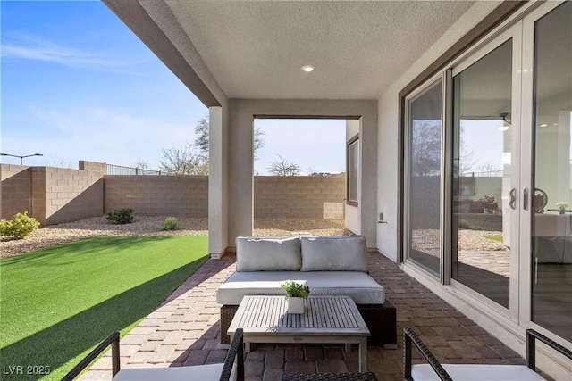 view of patio / terrace with outdoor lounge area and french doors