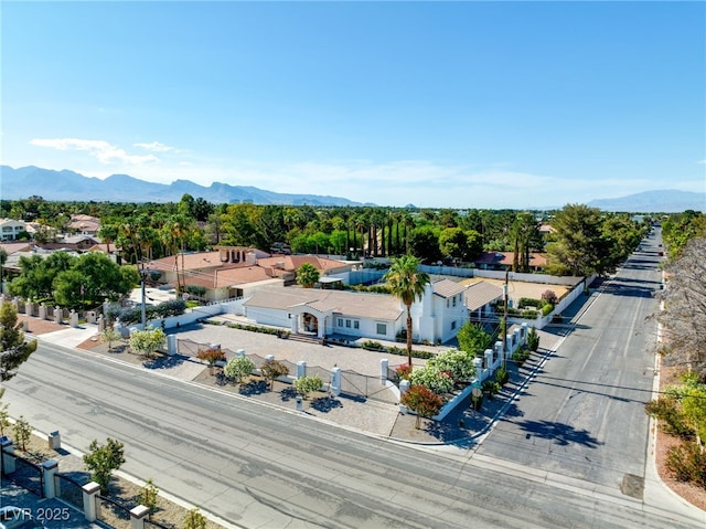 aerial view with a mountain view