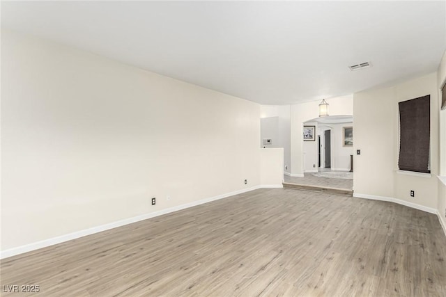 unfurnished living room with light hardwood / wood-style flooring