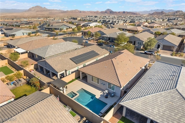 drone / aerial view with a mountain view