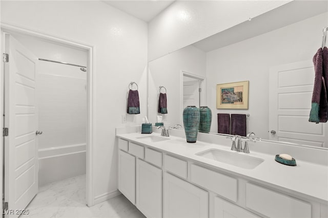 bathroom featuring vanity and tub / shower combination