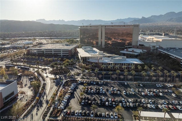 bird's eye view with a mountain view