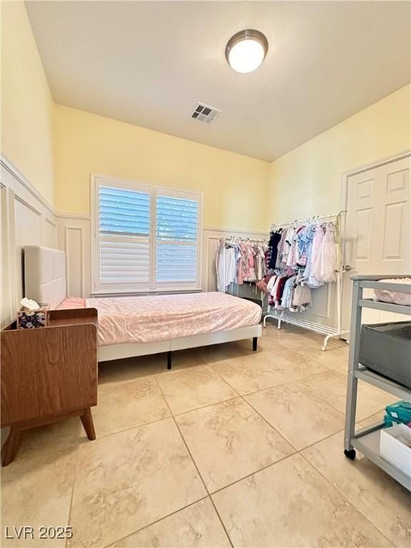 bedroom with tile patterned flooring