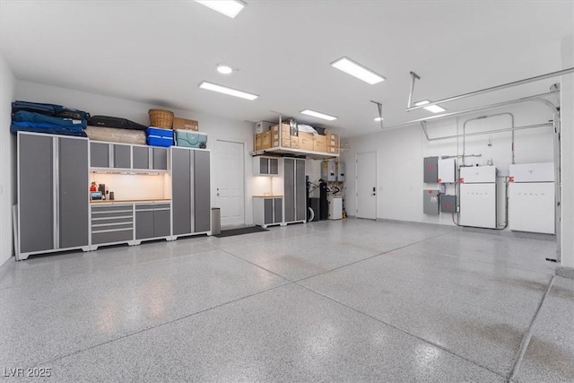 garage with white refrigerator