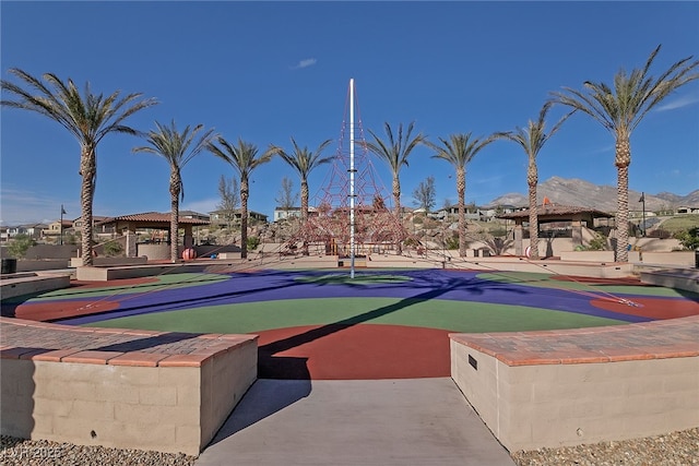 view of home's community featuring a mountain view and a gazebo