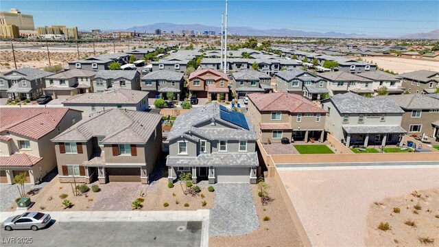 bird's eye view with a mountain view