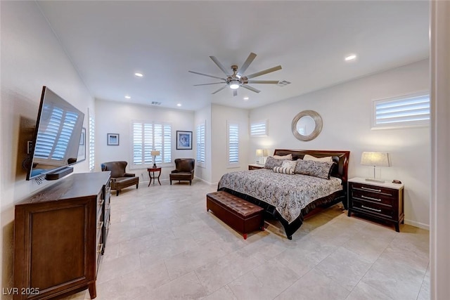 bedroom featuring ceiling fan