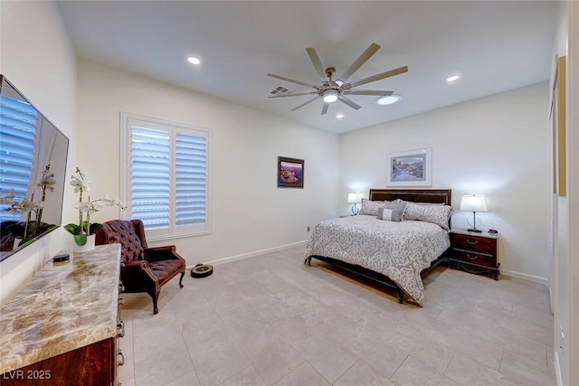 bedroom featuring ceiling fan