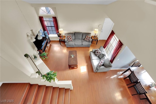 living room with wood finished floors