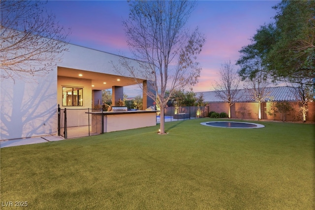 view of yard at dusk