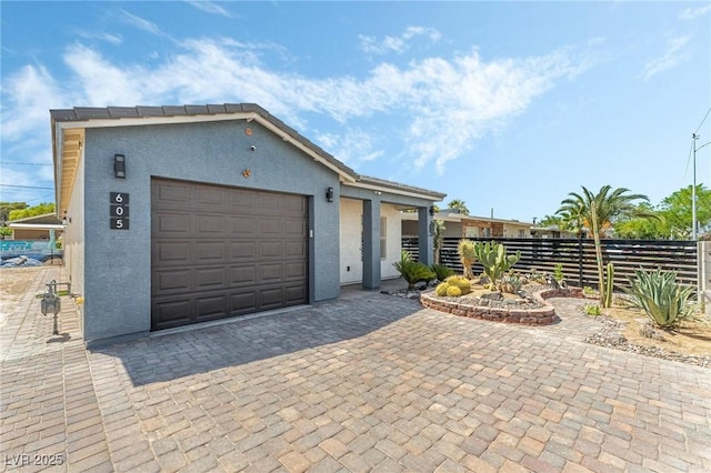 exterior space featuring a garage