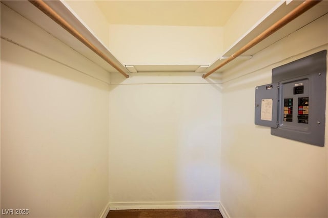 walk in closet featuring electric panel