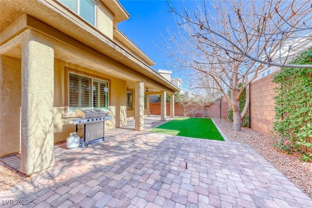 view of patio / terrace with area for grilling