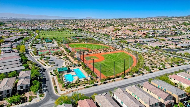 bird's eye view featuring a mountain view