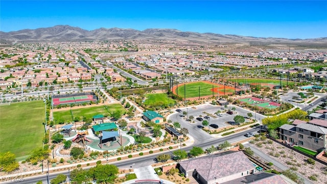 aerial view with a mountain view