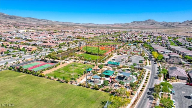 aerial view with a mountain view