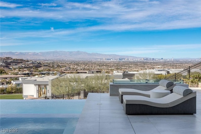 view of patio with a mountain view