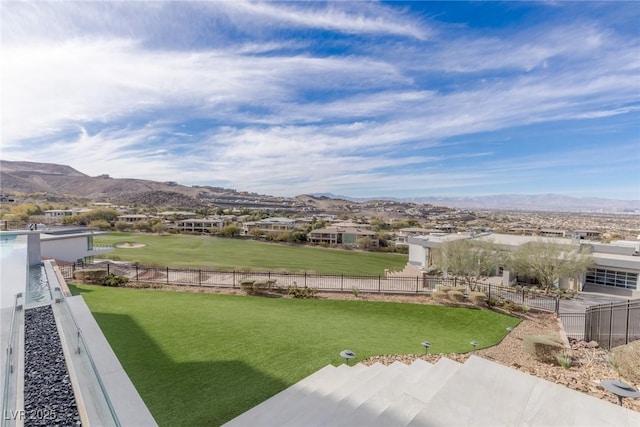 view of yard with a mountain view