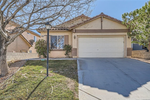 single story home with a garage