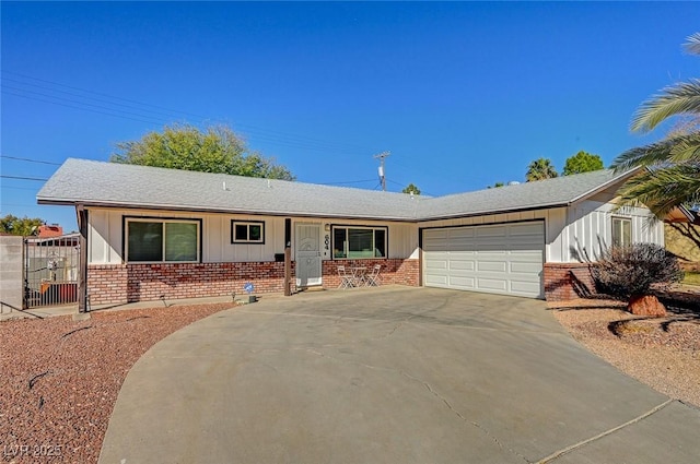 ranch-style home featuring a garage