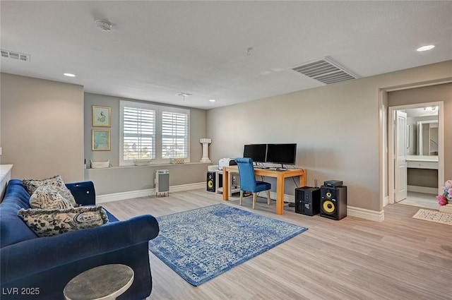 office featuring light hardwood / wood-style flooring