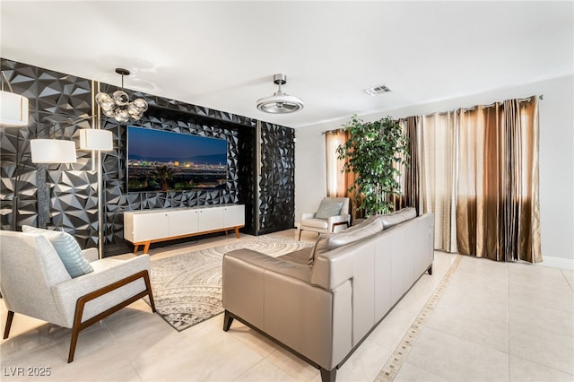 view of tiled living room