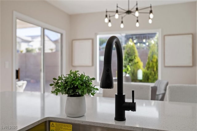 interior details with light stone countertops