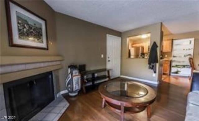 living room with hardwood / wood-style floors