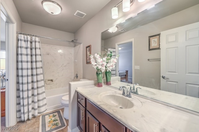 6461 Mount Eden Ave, Las Vegas, NV 89139 - full bathroom with shower / tub combo, toilet, visible vents, and vanity