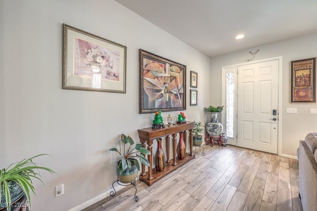 6461 Mount Eden Ave, Las Vegas, NV 89139 - foyer entrance with light wood-style floors, baseboards, and recessed lighting