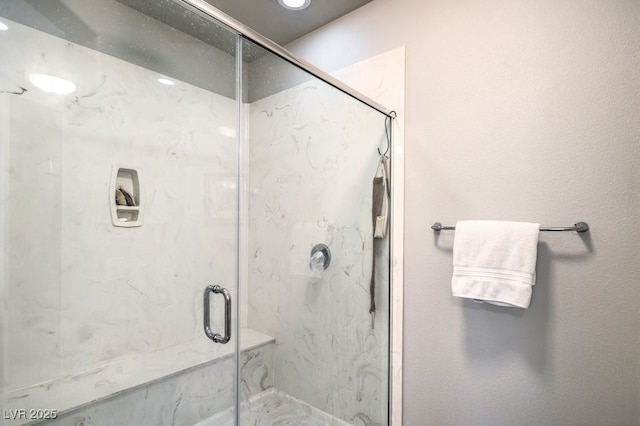 6461 Mount Eden Ave, Las Vegas, NV 89139 - full bathroom with a marble finish shower and recessed lighting